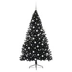 Casa si Gradina - Decoratiuni - Decoratiuni de sezon - Pom de Craciun artificial pre-iluminat Negru 180 cm PVC - Infinity.ro
