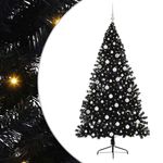 Casa si Gradina - Decoratiuni - Decoratiuni de sezon - Pom de Craciun artificial pre-iluminat Negru 180 cm PVC - Infinity.ro