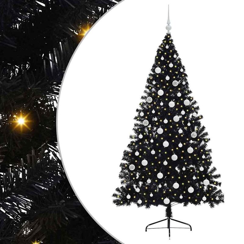 Casa si Gradina - Decoratiuni - Decoratiuni de sezon - Pom de Craciun artificial pre-iluminat Negru 180 cm PVC - Infinity.ro