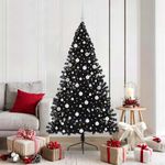 Casa si Gradina - Decoratiuni - Decoratiuni de sezon - Pom de Craciun artificial pre-iluminat Negru 180 cm PVC - Infinity.ro