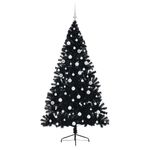 Casa si Gradina - Decoratiuni - Decoratiuni de sezon - Pom de Craciun artificial pre-iluminat Negru 180 cm PVC - Infinity.ro