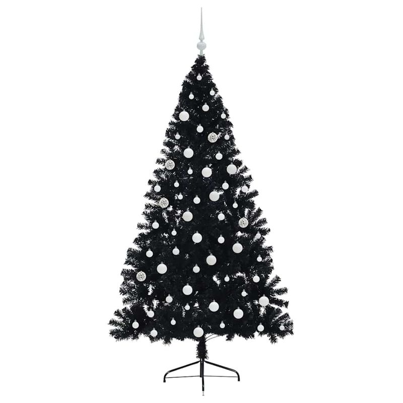 Casa si Gradina - Decoratiuni - Decoratiuni de sezon - Pom de Craciun artificial pre-iluminat Negru 180 cm PVC - Infinity.ro