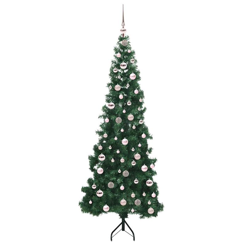 Casa si Gradina - Decoratiuni - Decoratiuni de sezon - Pom de Craciun Artificial pentru Colt Verde 210 cm PVC si Metal - Infinity.ro