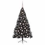 Casa si Gradina - Decoratiuni - Decoratiuni de sezon - Pom de Craciun artificial pre-iluminat Negru 180 cm PVC - Infinity.ro