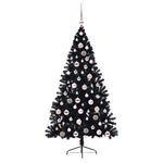 Casa si Gradina - Decoratiuni - Decoratiuni de sezon - Pom de Craciun artificial pre-iluminat Negru 180 cm PVC - Infinity.ro