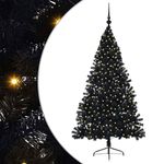 Casa si Gradina - Decoratiuni - Decoratiuni de sezon - Pom de Craciun artificial pre-iluminat Negru 180 cm PVC - Infinity.ro