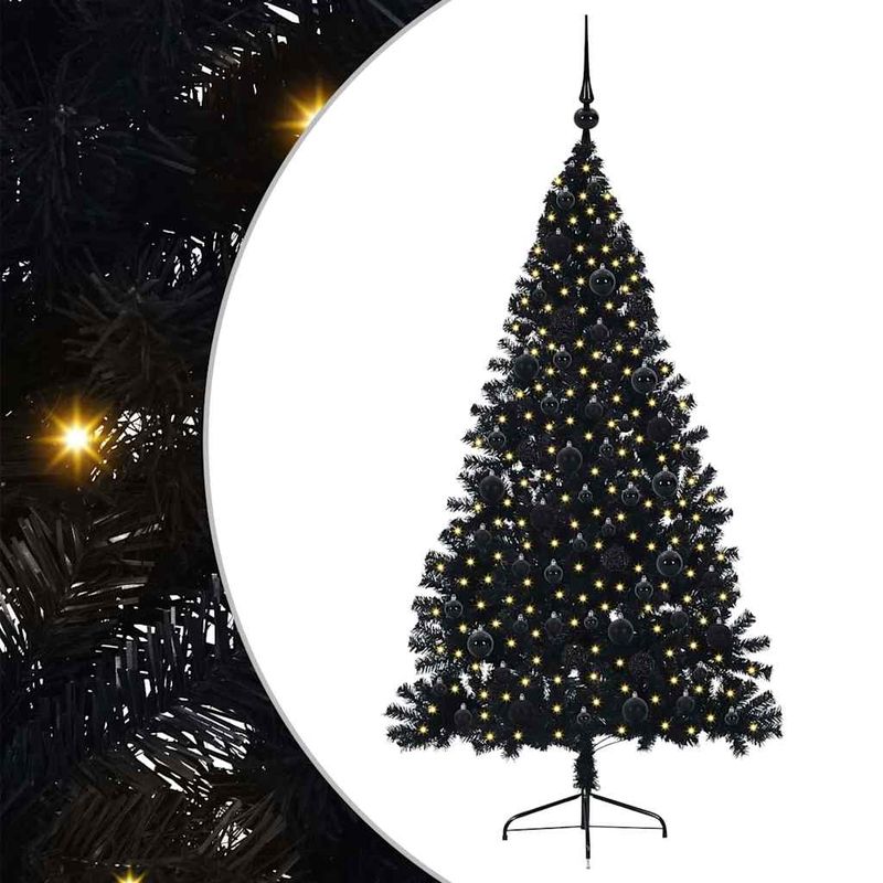 Casa si Gradina - Decoratiuni - Decoratiuni de sezon - Pom de Craciun artificial pre-iluminat Negru 180 cm PVC - Infinity.ro