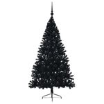 Casa si Gradina - Decoratiuni - Decoratiuni de sezon - Pom de Craciun artificial pre-iluminat Negru 180 cm PVC - Infinity.ro