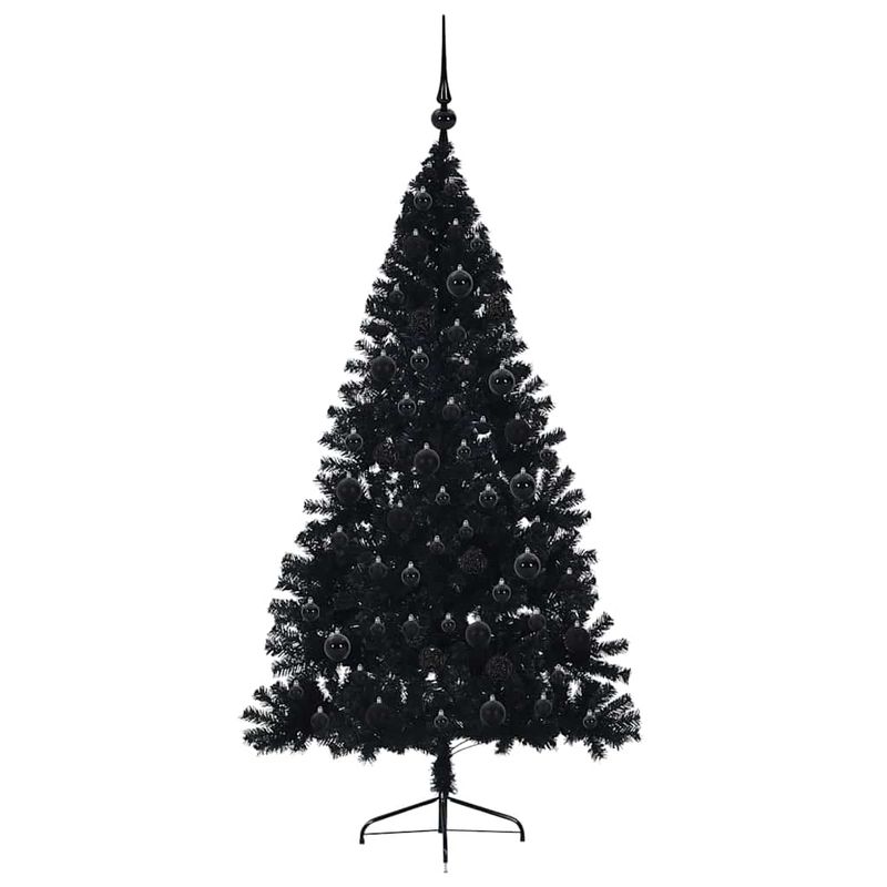 Casa si Gradina - Decoratiuni - Decoratiuni de sezon - Pom de Craciun artificial pre-iluminat Negru 180 cm PVC - Infinity.ro