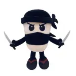 Jucarii, Copii si Bebe - Jucarii si jocuri - Jucarii de plus - Jucarie de Plus Ninja Cappuccino Assasino Brain Rot ABYZ 24cm Crem/Negru Cadou Amuzant si Decor Cool - Infinity.ro