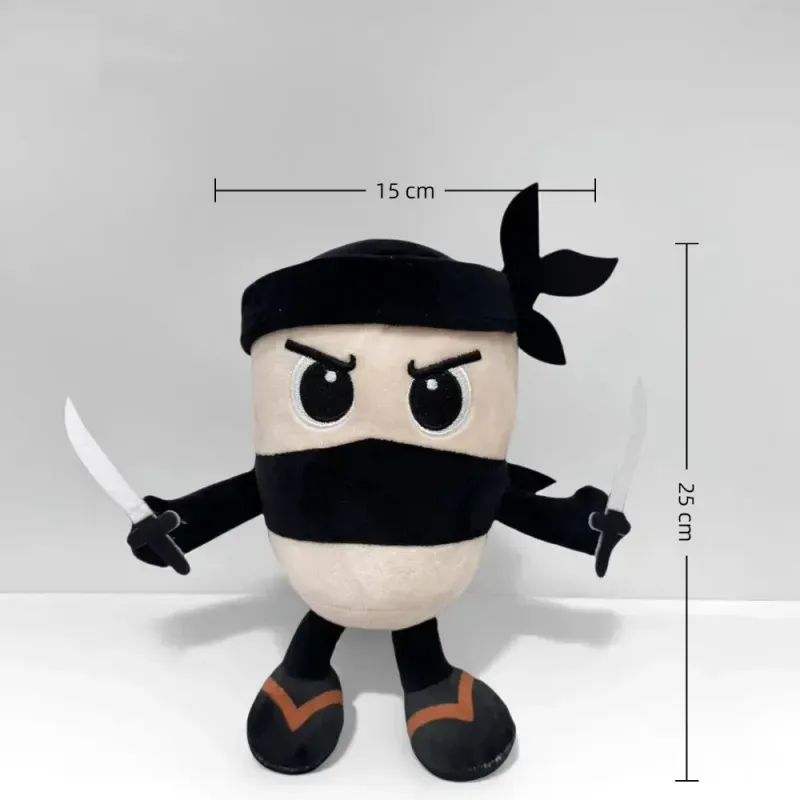 Jucarii, Copii si Bebe - Jucarii si jocuri - Jucarii de plus - Jucarie de Plus Ninja Cappuccino Assasino Brain Rot ABYZ 24cm Crem/Negru Cadou Amuzant si Decor Cool - Infinity.ro