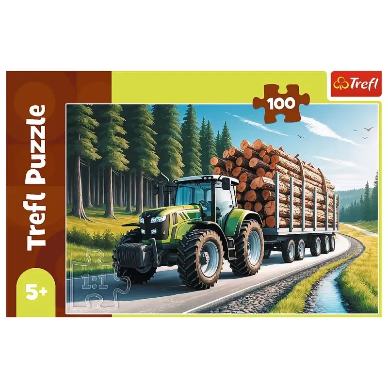 Jucarii, Copii si Bebe - Jucarii si jocuri - Jocuri si puzzle - Puzzle - Puzzle Trefl 100 Tractor Forestier Cu Lemne - Infinity.ro