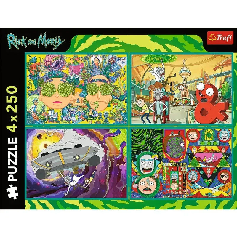 Jucarii, Copii si Bebe - Jucarii si jocuri - Jocuri si puzzle - Puzzle - Puzzle Trefl 4x250 Lumea Intortocheata A Lui Rick Si Morty - Infinity.ro