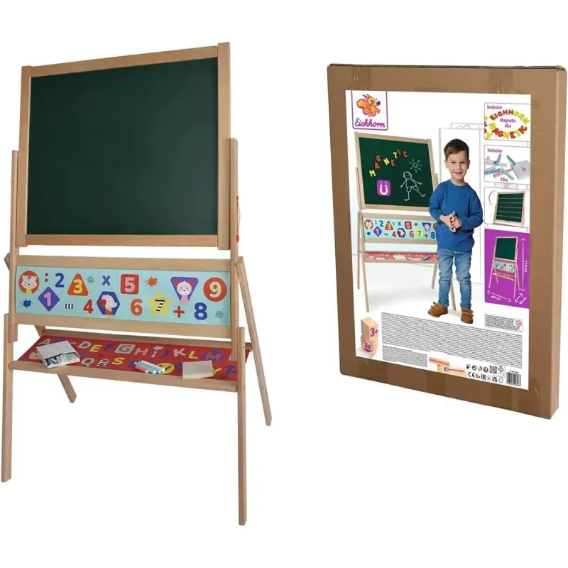 Jucarii, Copii si Bebe - Jucarii si jocuri - Jucarii & jocuri educative - Jucarii interactive - Eichhorn Tabla Magnetica Din Lemn 42x66x110cm - Infinity.ro