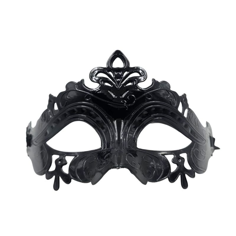 Casa si Gradina - Decoratiuni - Decoratiuni petrecere - Masti si costume carnaval - Masca neagra, tip venetiana, PartyDeco, 17×9 cm, model elegant pentru bal mascat, Halloween si petreceri tematice - Infinity.ro