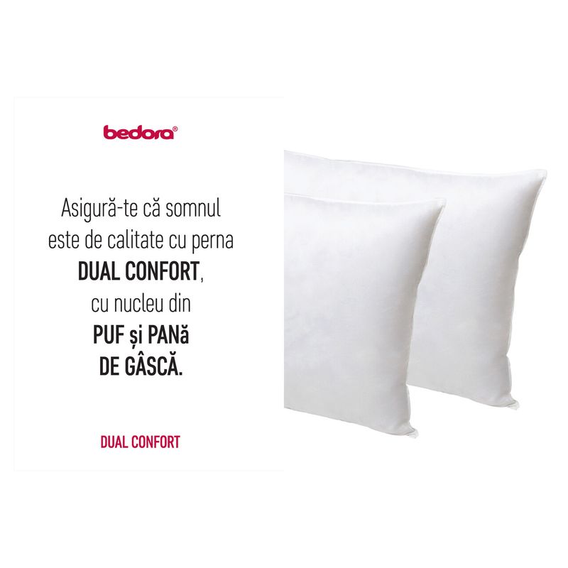 Casa si Gradina - Textile si covoare - Perne si pilote - Perne - Perna Dual Hybrid Confort, 100% puf si pana de gasca,  gel fiber 50 x 70 cm - Infinity.ro