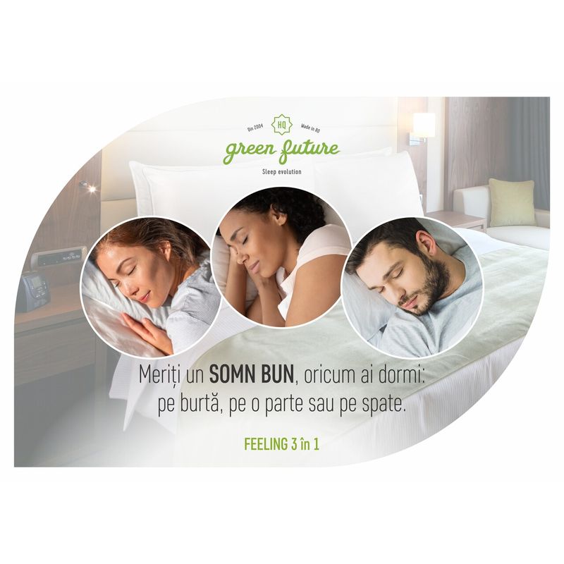Casa si Gradina - Textile si covoare - Perne si pilote - Perne - Perna Feeling 3 in 1, 50x70 cm, umplutura mixta 50% puf gasca 50% pana de gasca, Nanofibra, Memory - Infinity.ro