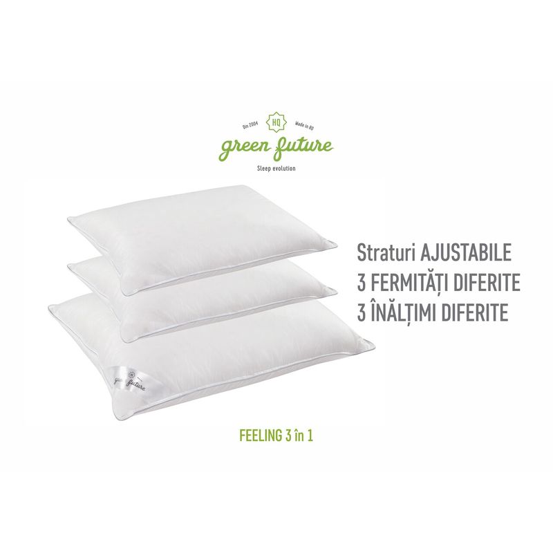 Casa si Gradina - Textile si covoare - Perne si pilote - Perne - Perna Feeling 3 in 1, 50x70 cm, umplutura mixta 50% puf gasca 50% pana de gasca, Nanofibra, Memory - Infinity.ro
