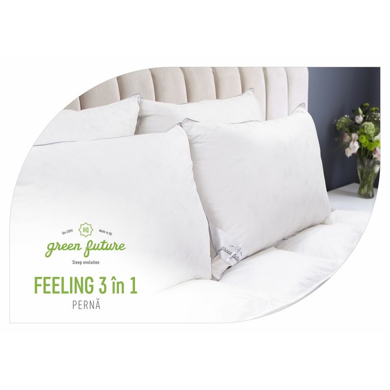 Casa si Gradina - Textile si covoare - Perne si pilote - Perne - Perna Feeling 3 in 1, 50x70 cm, umplutura mixta 50% puf gasca 50% pana de gasca, Nanofibra, Memory - Infinity.ro