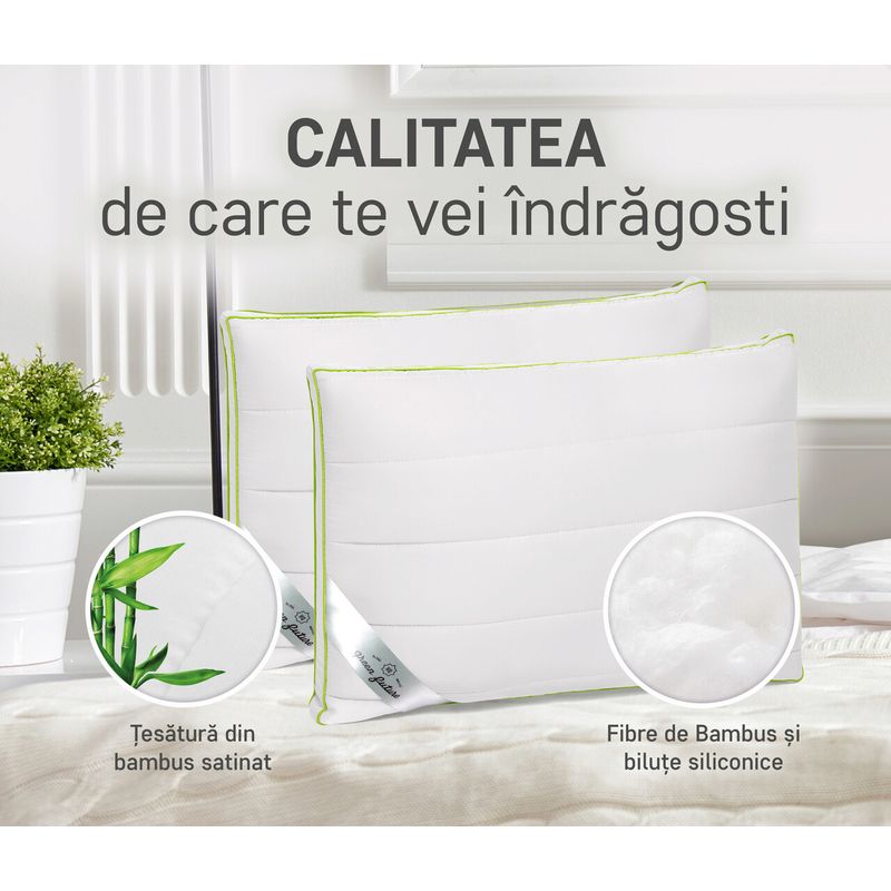 Casa si Gradina - Textile si covoare - Perne si pilote - Perne - Perna Nature, 45 x 65 cm, Alb - Bambus - Infinity.ro