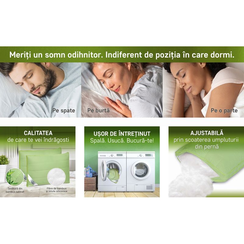 Casa si Gradina - Textile si covoare - Perne si pilote - Perne - Perna Nature 37x37 Verde - Bambus - Infinity.ro