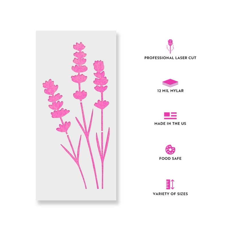 Casa si Gradina - Decoratiuni - DIY - Sabloane decorative pereti - Sablon Perete vopsire, tencuiala 0.7mm Lavender Stencil Refolosibil, model MXSP7173, 100 x 100 mm - Infinity.ro