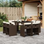 Casa si Gradina - Gradina si terasa - Mobilier exterior - Seturi mobila gradina - Set mobilier de gradina cu perne, 9 piese, maro, poliratan - Infinity.ro