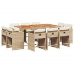 Casa si Gradina - Gradina si terasa - Mobilier exterior - Seturi mobila gradina - Set mobilier de gradina cu perne, 11 piese, bej, poliratan - Infinity.ro
