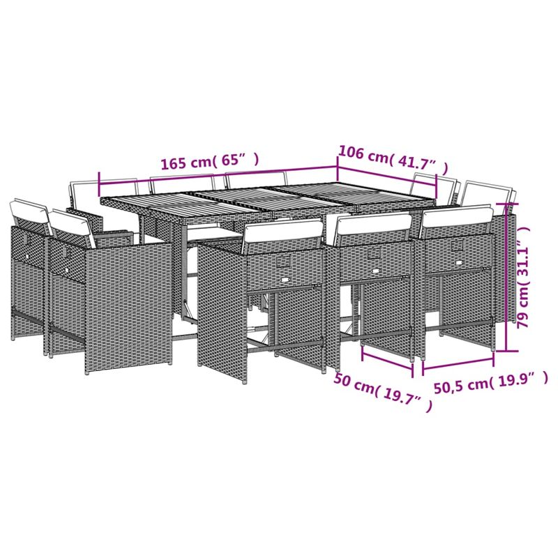 Casa si Gradina - Gradina si terasa - Mobilier exterior - Seturi mobila gradina - Set mobilier de gradina cu perne, 11 piese, bej, poliratan - Infinity.ro