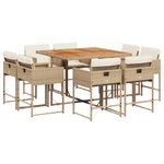 Casa si Gradina - Gradina si terasa - Mobilier exterior - Seturi mobila gradina - Set de masa pentru gradina, 9 piese, cu perne, bej, poliratan - Infinity.ro