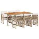 Casa si Gradina - Gradina si terasa - Mobilier exterior - Seturi mobila gradina - Set de masa pentru gradina, 7 piese, cu perne, bej, poliratan - Infinity.ro