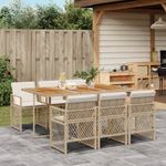 Casa si Gradina - Gradina si terasa - Mobilier exterior - Seturi mobila gradina - Set de masa pentru gradina, 7 piese, cu perne, bej, poliratan - Infinity.ro