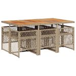 Casa si Gradina - Gradina si terasa - Mobilier exterior - Seturi mobila gradina - Set de masa pentru gradina, 7 piese, cu perne, bej, poliratan - Infinity.ro
