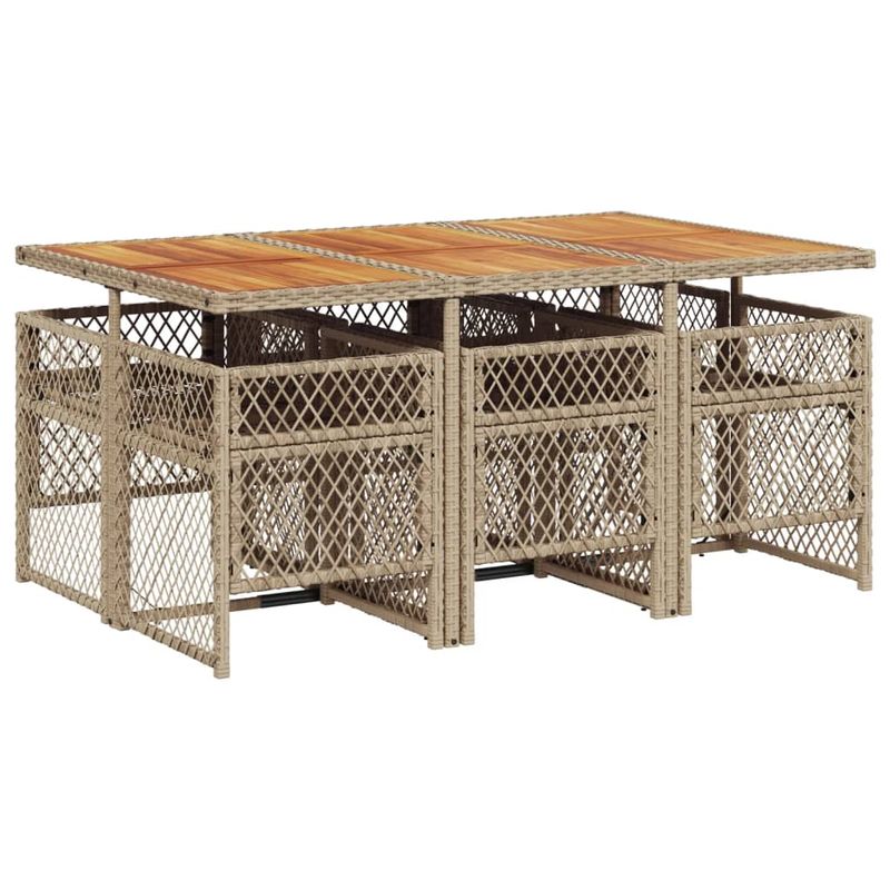 Casa si Gradina - Gradina si terasa - Mobilier exterior - Seturi mobila gradina - Set de masa pentru gradina, 7 piese, cu perne, bej, poliratan - Infinity.ro