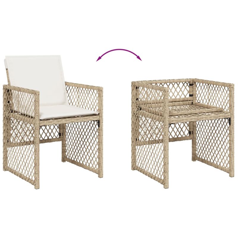 Casa si Gradina - Gradina si terasa - Mobilier exterior - Seturi mobila gradina - Set de masa pentru gradina, 7 piese, cu perne, bej, poliratan - Infinity.ro