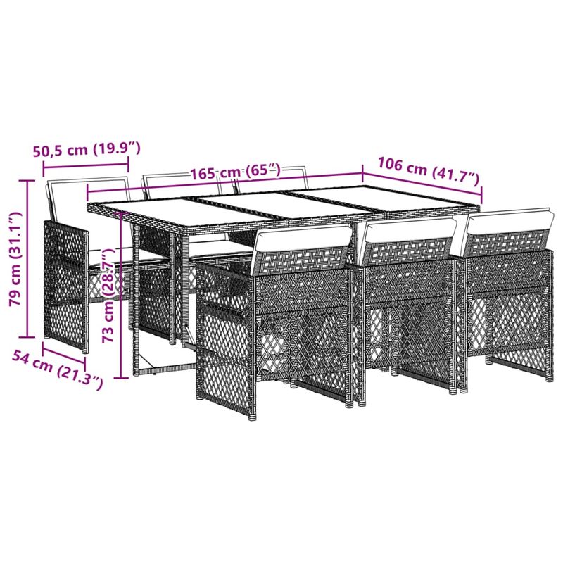 Casa si Gradina - Gradina si terasa - Mobilier exterior - Seturi mobila gradina - Set de masa pentru gradina, 7 piese, cu perne, bej, poliratan - Infinity.ro