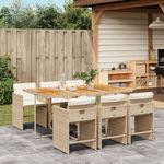 Casa si Gradina - Gradina si terasa - Mobilier exterior - Seturi mobila gradina - Set de masa pentru gradina, 7 piese, cu perne, bej, poliratan - Infinity.ro