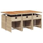 Casa si Gradina - Gradina si terasa - Mobilier exterior - Seturi mobila gradina - Set de masa pentru gradina, 7 piese, cu perne, bej, poliratan - Infinity.ro