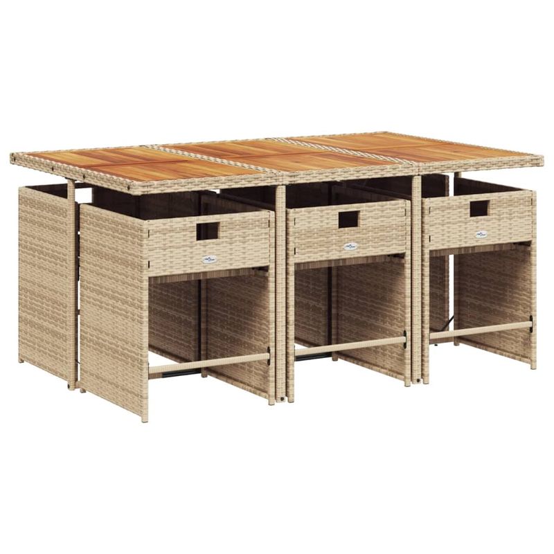 Casa si Gradina - Gradina si terasa - Mobilier exterior - Seturi mobila gradina - Set de masa pentru gradina, 7 piese, cu perne, bej, poliratan - Infinity.ro