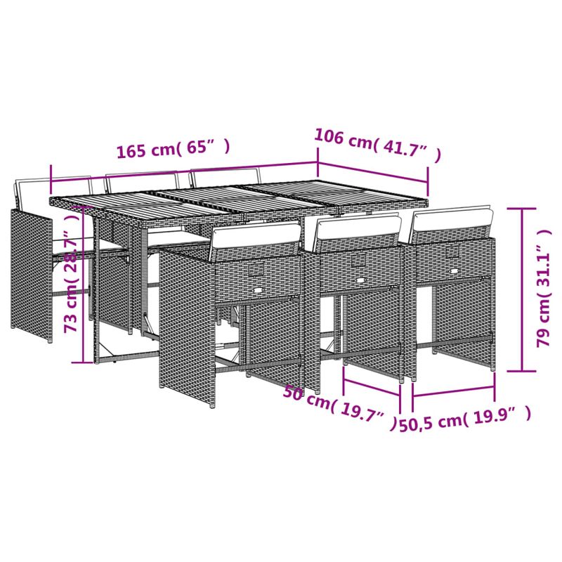 Casa si Gradina - Gradina si terasa - Mobilier exterior - Seturi mobila gradina - Set de masa pentru gradina, 7 piese, cu perne, bej, poliratan - Infinity.ro