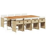 Casa si Gradina - Gradina si terasa - Mobilier exterior - Seturi mobila gradina - Set de masa pentru gradina, 9 piese, cu perne, bej, poliratan - Infinity.ro