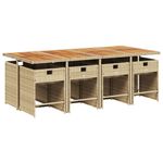 Casa si Gradina - Gradina si terasa - Mobilier exterior - Seturi mobila gradina - Set de masa pentru gradina, 9 piese, cu perne, bej, poliratan - Infinity.ro