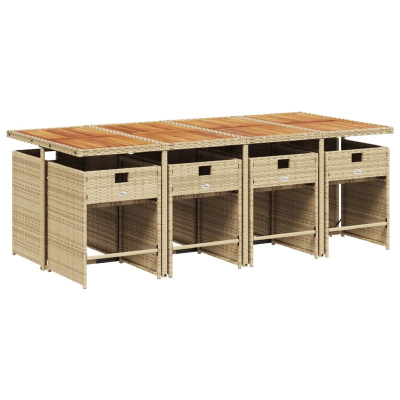 Casa si Gradina - Gradina si terasa - Mobilier exterior - Seturi mobila gradina - Set de masa pentru gradina, 9 piese, cu perne, bej, poliratan - Infinity.ro