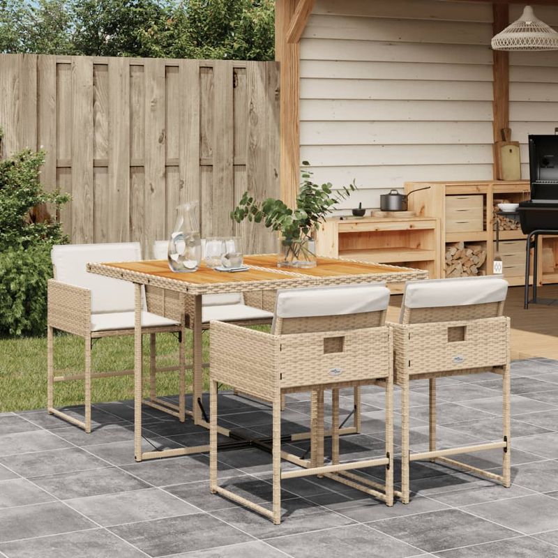 Casa si Gradina - Gradina si terasa - Mobilier exterior - Seturi mobila gradina - Set mobilier de gradina cu perne, 5 piese, bej, poliratan - Infinity.ro