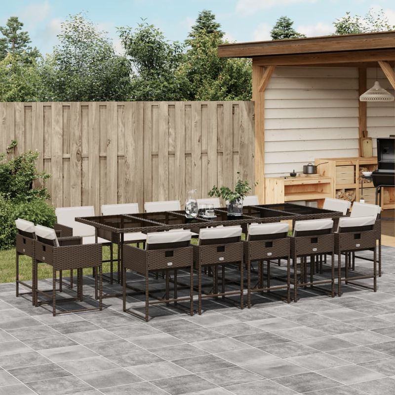 Casa si Gradina - Gradina si terasa - Mobilier exterior - Seturi mobila gradina - Set mobilier de gradina cu perne, 15 piese, maro, poliratan - Infinity.ro