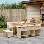 Casa si Gradina - Gradina si terasa - Mobilier exterior - Seturi mobila gradina - Set mobilier de gradina cu perne, 11 piese, bej, poliratan - Infinity.ro
