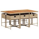Casa si Gradina - Gradina si terasa - Mobilier exterior - Seturi mobila gradina - Set de masa pentru gradina, 7 piese, cu perne, bej, poliratan - Infinity.ro