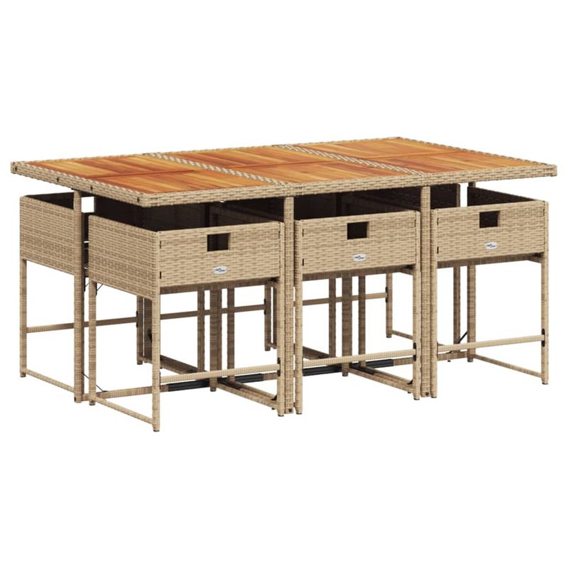 Casa si Gradina - Gradina si terasa - Mobilier exterior - Seturi mobila gradina - Set de masa pentru gradina, 7 piese, cu perne, bej, poliratan - Infinity.ro