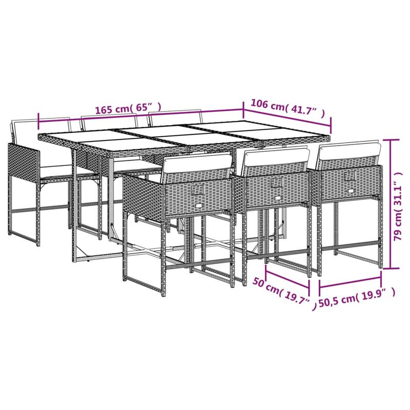Casa si Gradina - Gradina si terasa - Mobilier exterior - Seturi mobila gradina - Set de masa pentru gradina, 7 piese, cu perne, bej, poliratan - Infinity.ro