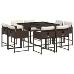 Casa si Gradina - Gradina si terasa - Mobilier exterior - Seturi mobila gradina - Set mobilier de gradina cu perne, 9 piese, maro, poliratan - Infinity.ro